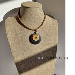 New hand braided fabric rope with dragon jade pendant necklace